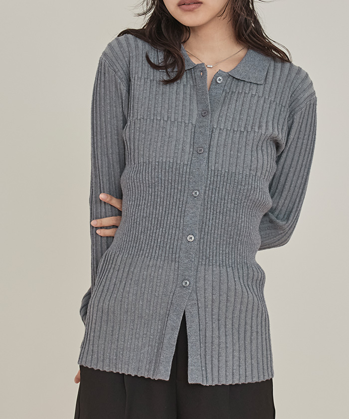 miette 　ミエット　襟付きリブニットワンピース miette（ミエット）の「襟付きﾘﾌﾞﾆｯﾄﾜﾝﾋﾟｰｽ（ワンピース）」 - WEAR