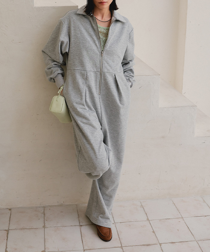 フロントジップスウェットオールインワン | miette