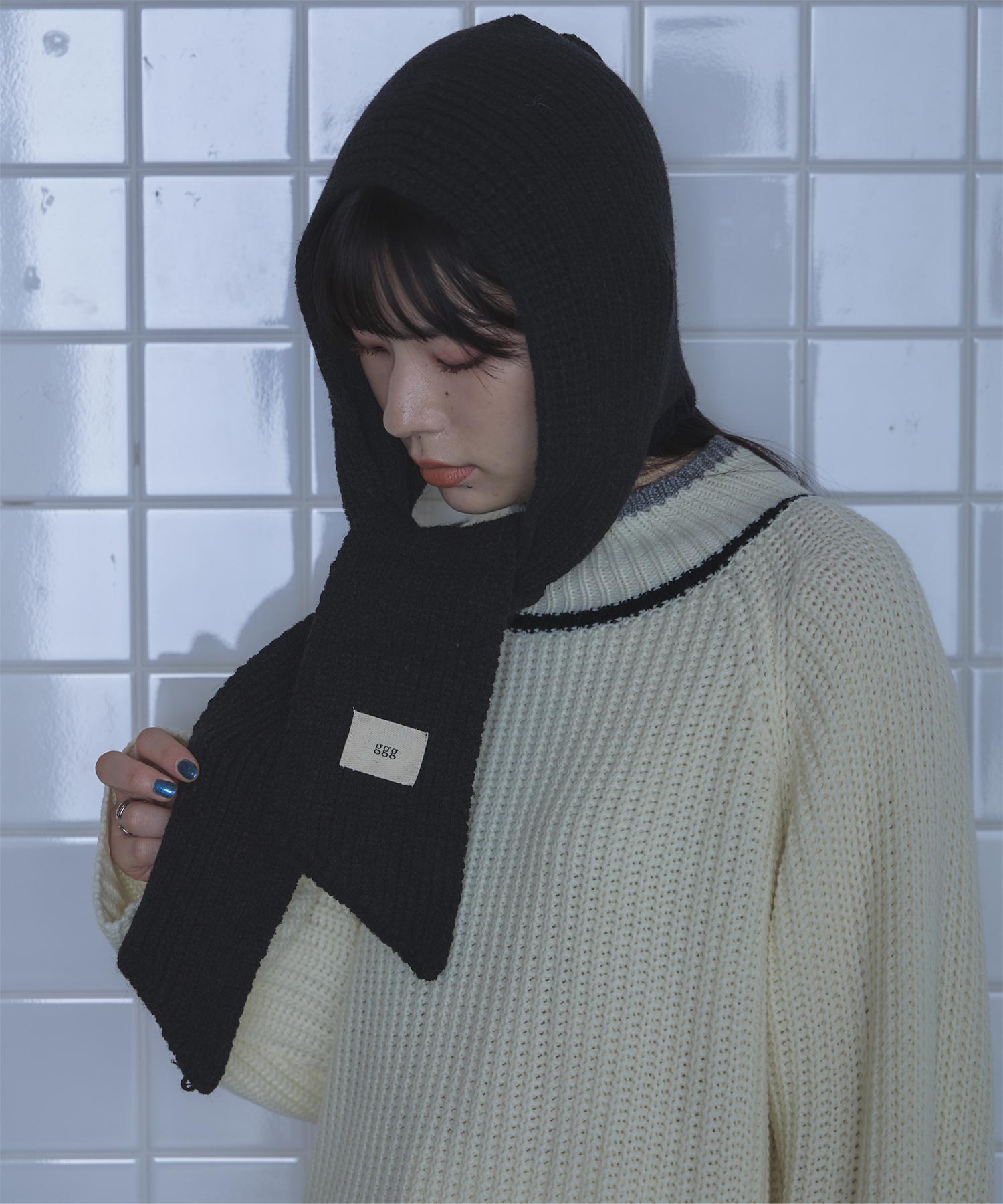 【美品】The Soloist.アランパターン ニット バラクラバ フード 高い素材】 Soloist.アランパターン 美品】The ニット フード