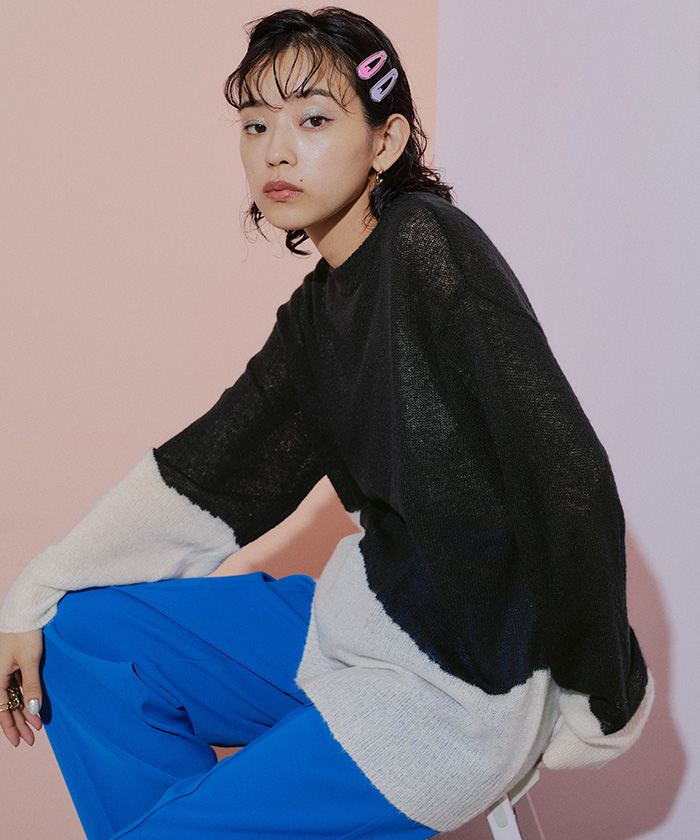 Rosasen ニット セーター 「Rosasen/GOLF」A-Line 袖ロゴバイ