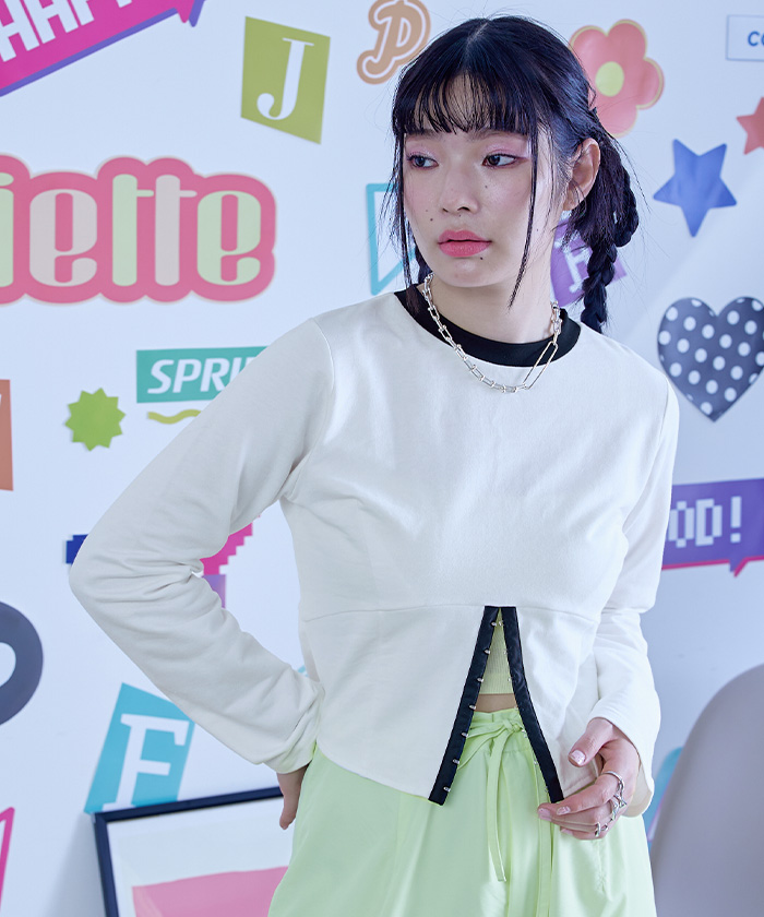 美品【mininut】ドット セットアップ コルセットデザインミニ裏毛トップス〔メール便可／80〕 | miette