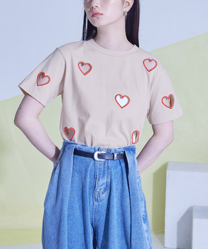 ハートカットTシャツ〔メール便可／50〕 | miette