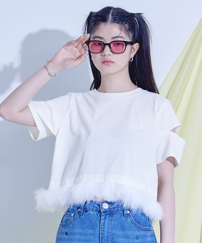 フェザークロップドTシャツ〔メール便可／100〕 | miette