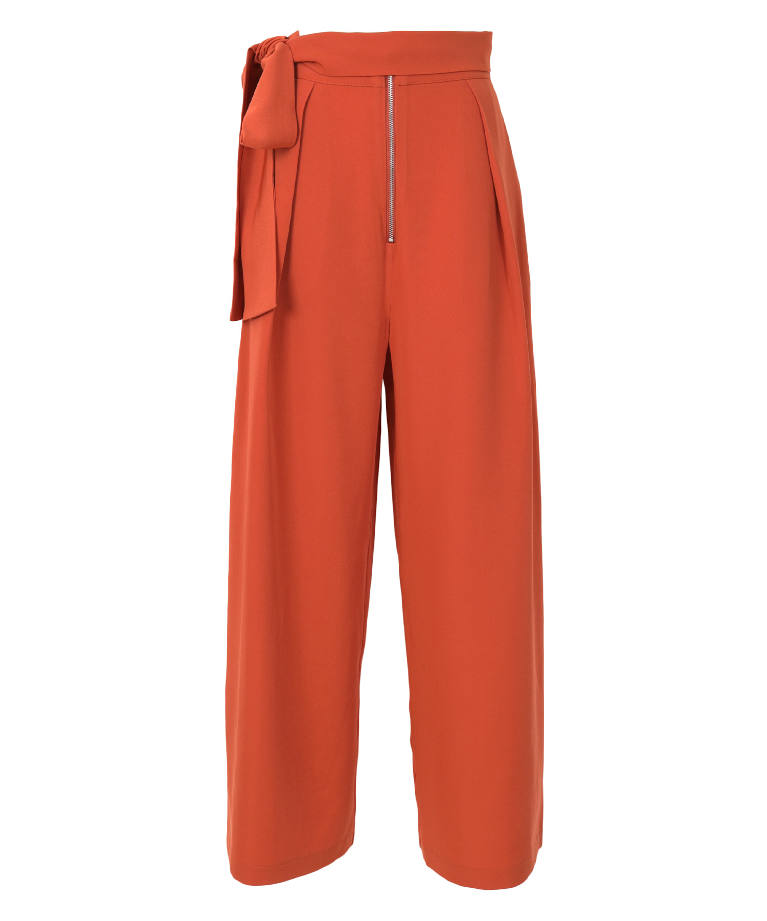 サイドリボンフロントジップワイドパンツ | miette