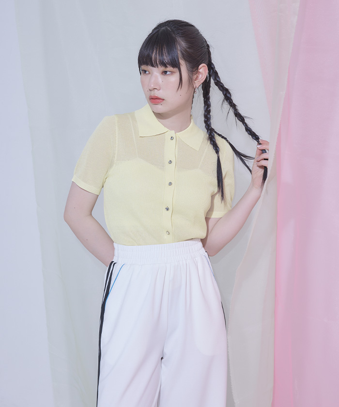ビジューボタンシアーポロニット〔メール便可／60〕 | miette