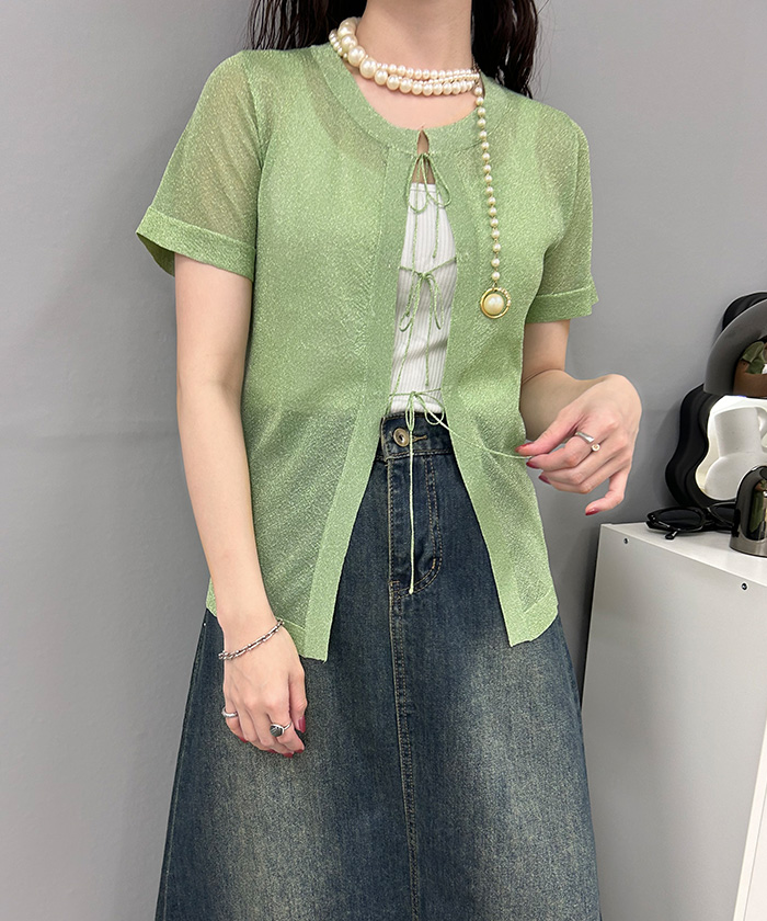 フロントリボンラメシアートップス〔メール便可／90〕 | miette