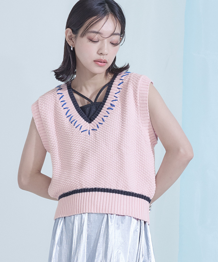 美品✨ AEWENMATOPH C/LラチネVネックベスト リネンkazumi ぽんぽこ様専用kazumi着用AEWENMATOPH C/LラチネVネックベスト