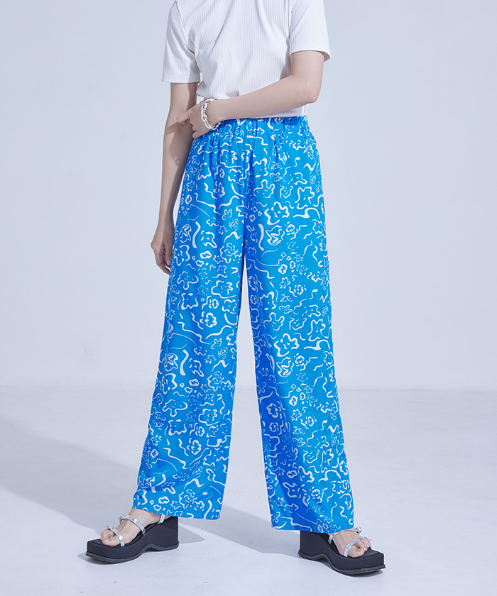 パンツ エッジングプリントイージーパンツ