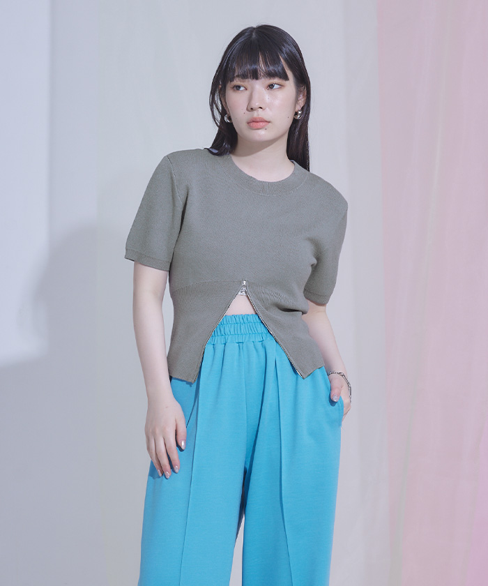 裾ジップ半袖トップス〔メール便可／90〕 | miette