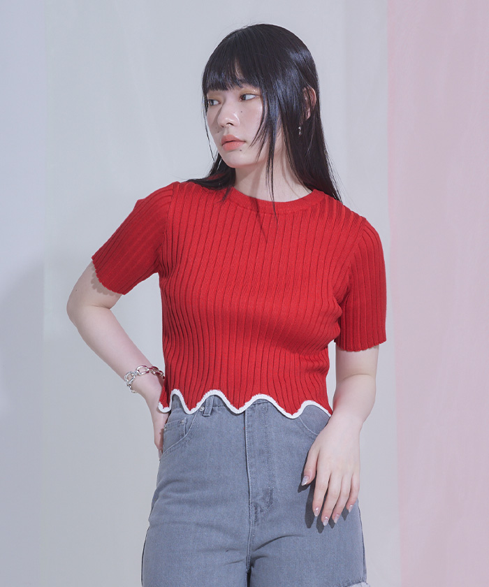 ウェーブヘムショートリブトップス〔メール便可／80〕 | miette