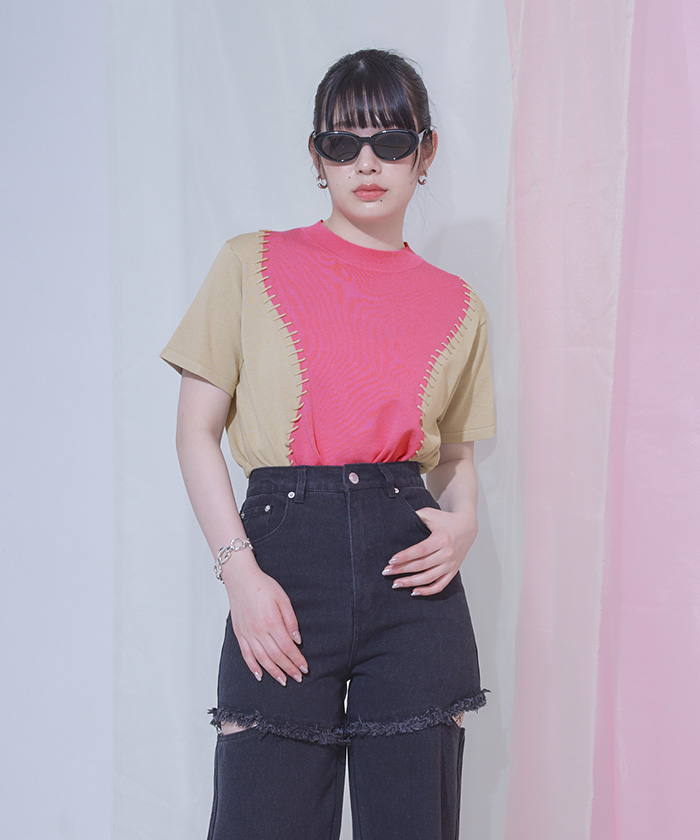 レヴダンス♡トップス♡美品 ラメチュールタンクトップ(トップス)｜LOVELESS(ラブレス)の