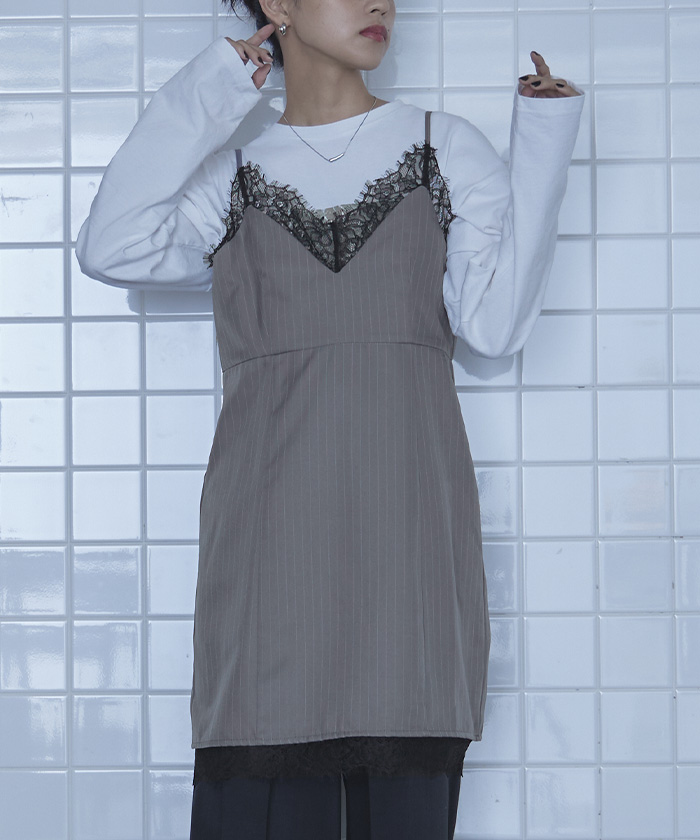 OZZ ストライプキャミソールワンピース OZZ ストライプキャミソールワンピース fifth ワンピース