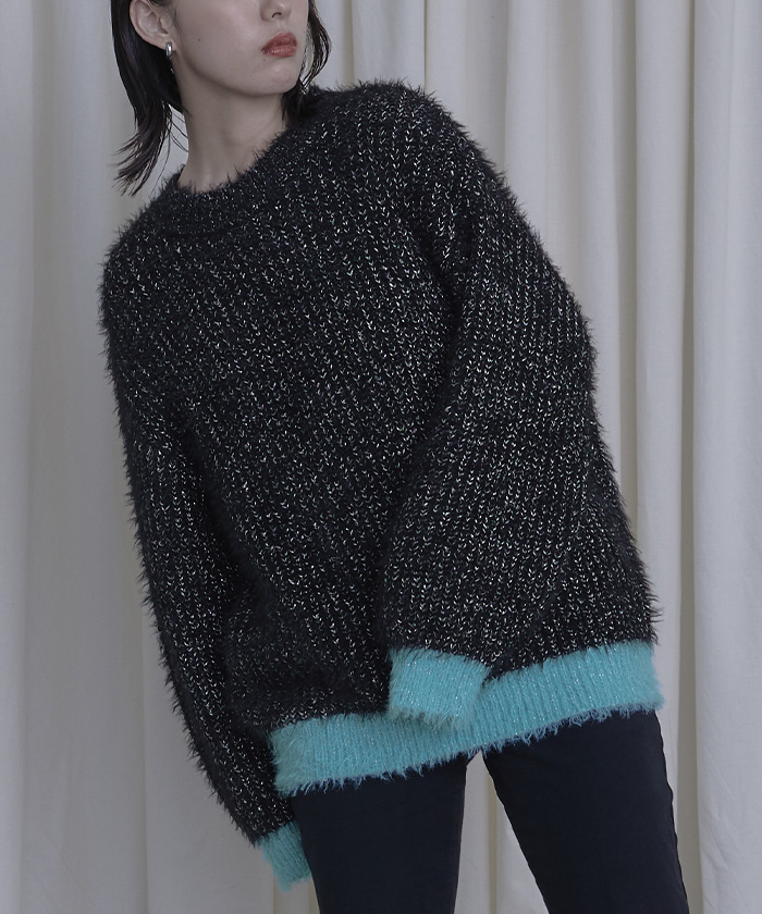 星　シャギーニット　00s 配色ラメシャギーニット | miette