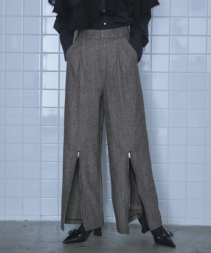 90's~00's シルクワイドスラックス 黒 ヘリンボーン 90's~00's シルクワイドスラックス 黒 ヘリンボーン LINEN SILK