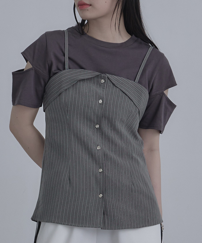 ラメピンストライプビスチェ〔メール便可／70〕 | miette