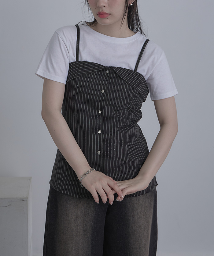 ラメピンストライプビスチェ〔メール便可／70〕 | miette