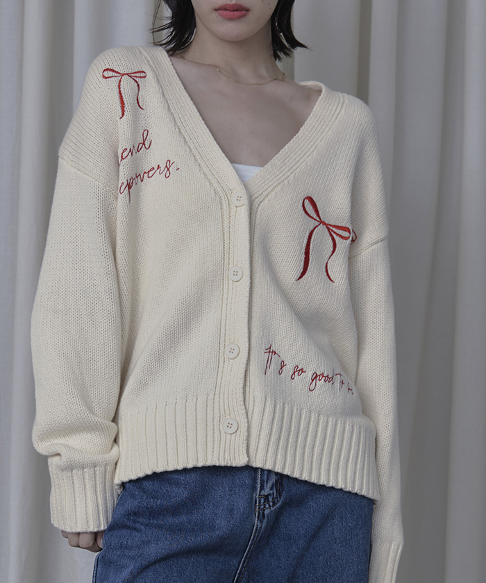 希少♡ドリスヴァンノッテン サテンシャツジャケット カーディガン 刺繍 リボン AS KNOW カーディガン ○アートリボンデザイン コード刺繍V