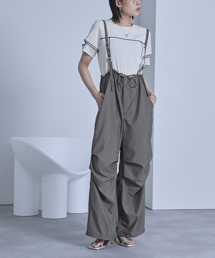 【ロージーモンスター】サスペンダー マリン パンツ 7/15～【FINAL SALE】suspenders satin wide pants【3色展開/2