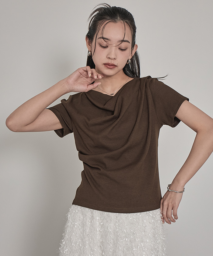 ドレープデザインリブトップス | miette