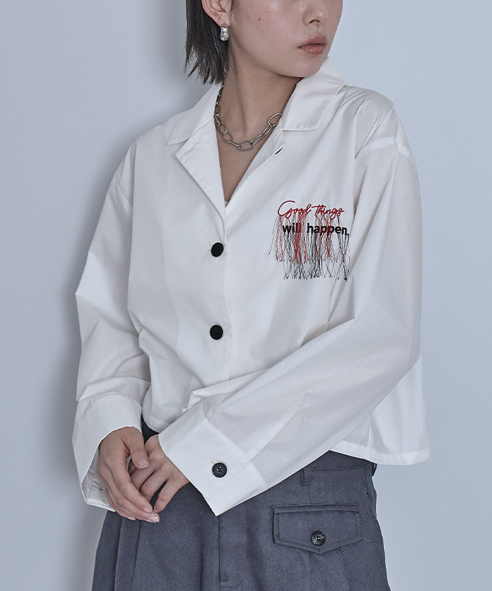 美品 Plantation 綿100％ピンタックステッチ刺繍二重襟シャツホワイト 刺繍pudota 60コットンローン シャツ | ビッグシャツ - STAMPS