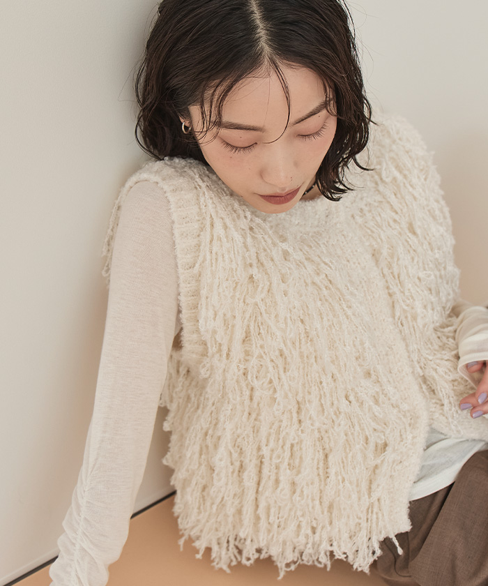 フリンジニットベスト | miette
