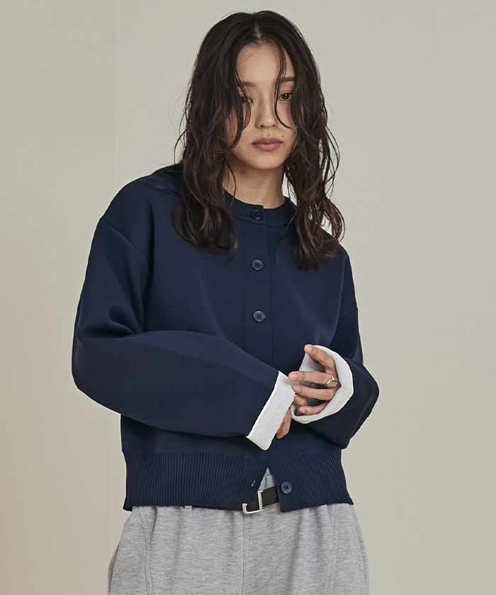 バイカラーデザインニットカーディガン | miette